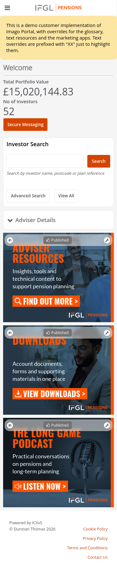 Customer-IFGL > 01 Adviser dashboard